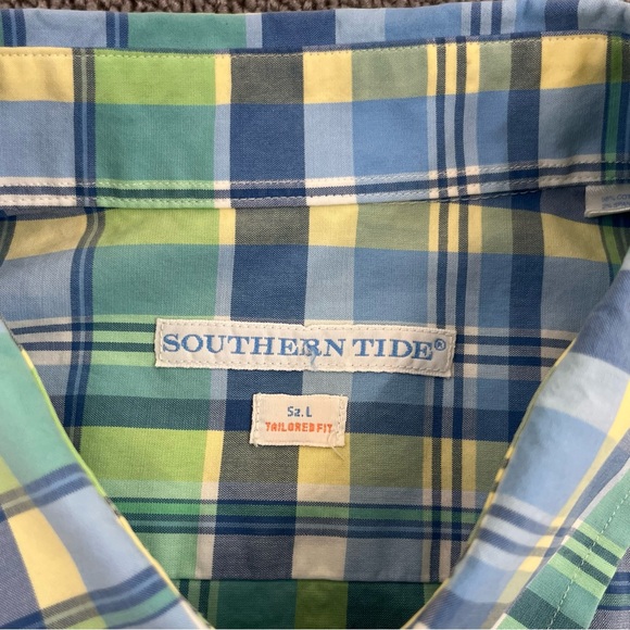 Southern Tide Shirt Large Button Up Plaid Long Sleeve Tailored Fit Preppy Men - Picture 5 of 15